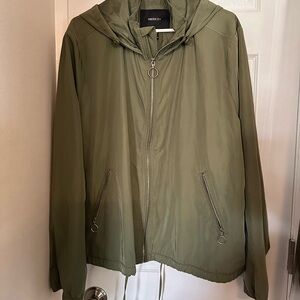 BRAND NEW Forever 21 Olive Green Hooded Rain Jacket
